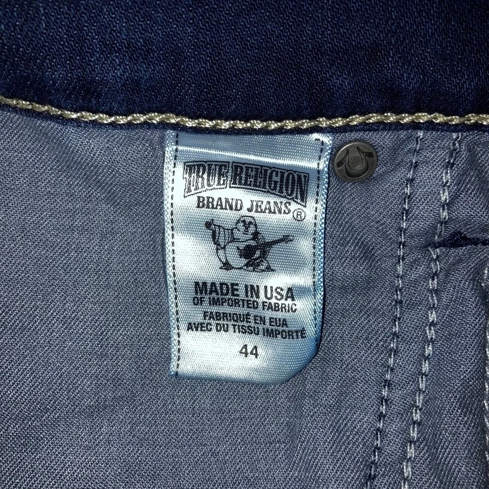 True Religion Jeans Mens 44x33 Geno Relaxed Slim Streetwear USA Denim Dark Blue
